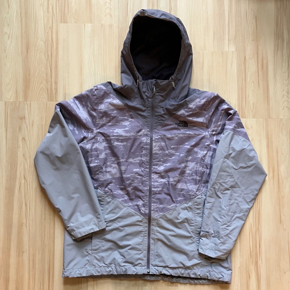 The North Face Womens XL DryVent Purple Grey Colorblock Hooded Rain/Wind Jacket